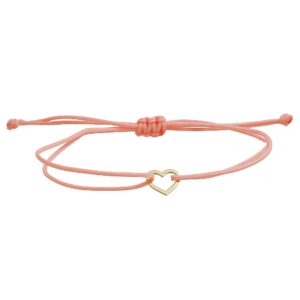 Bracciale con Cordino e Cuore in Oro Giallo 18 Kt